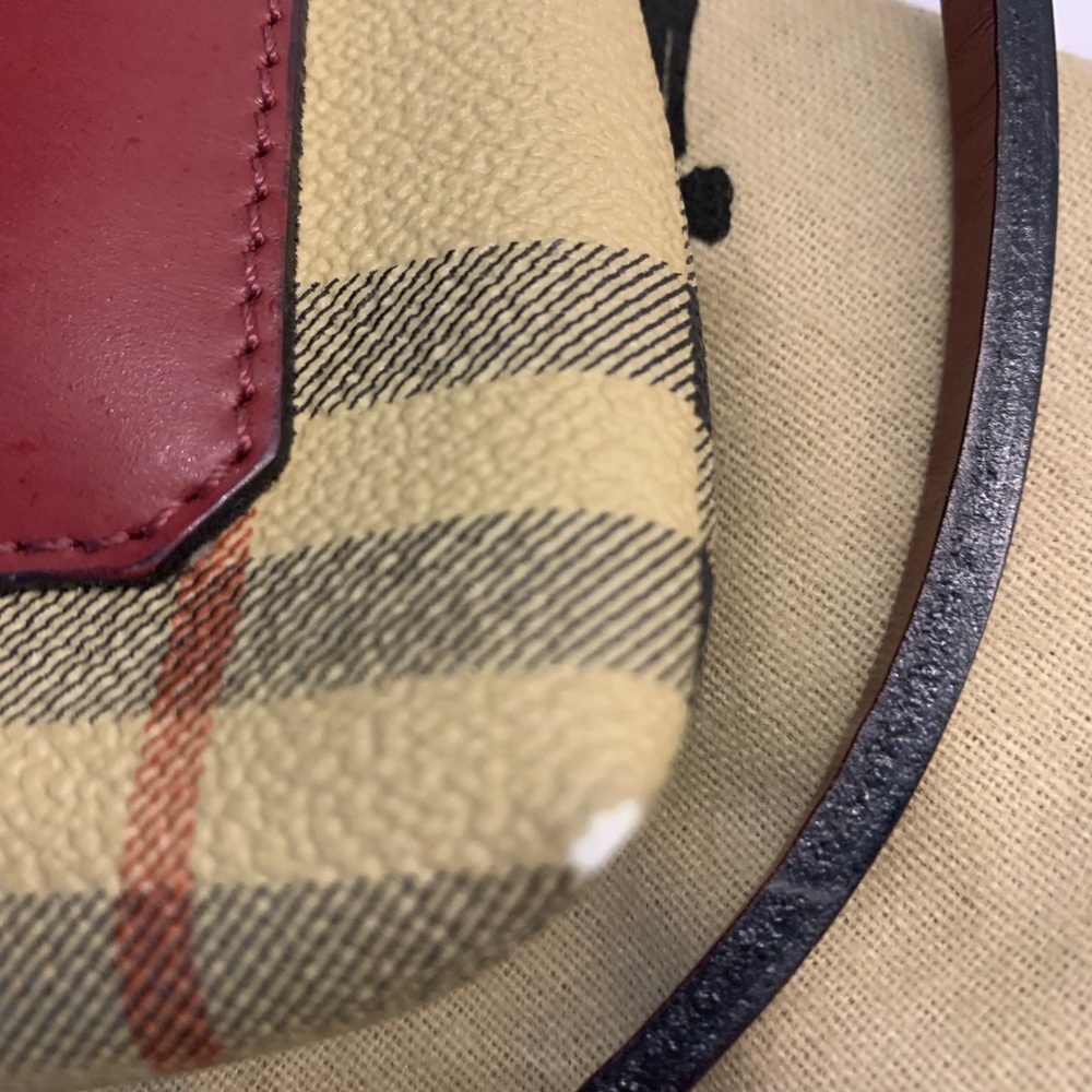 Burberry handbag vintage check/ red leather trim - Picture 5 of 9